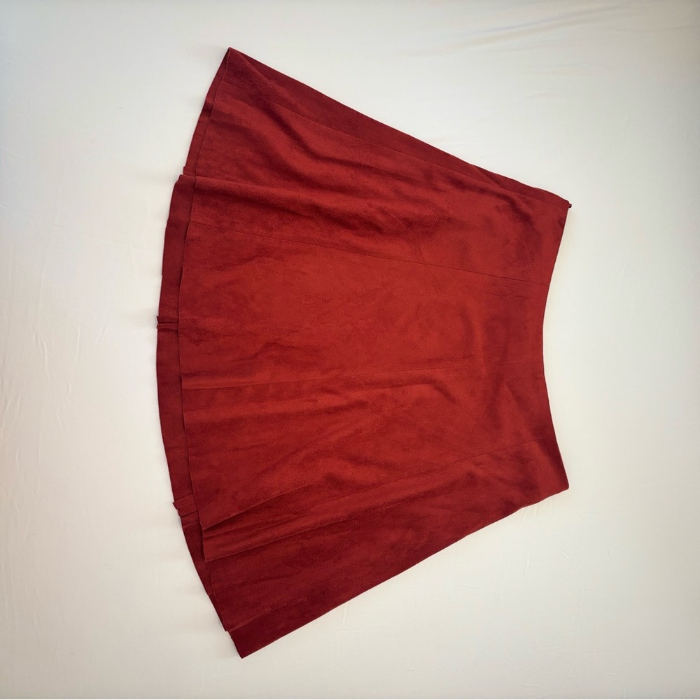 BB Dakota Sundried Tomato Red Mini Skater Skirt in Vegan Suede NWT size 6